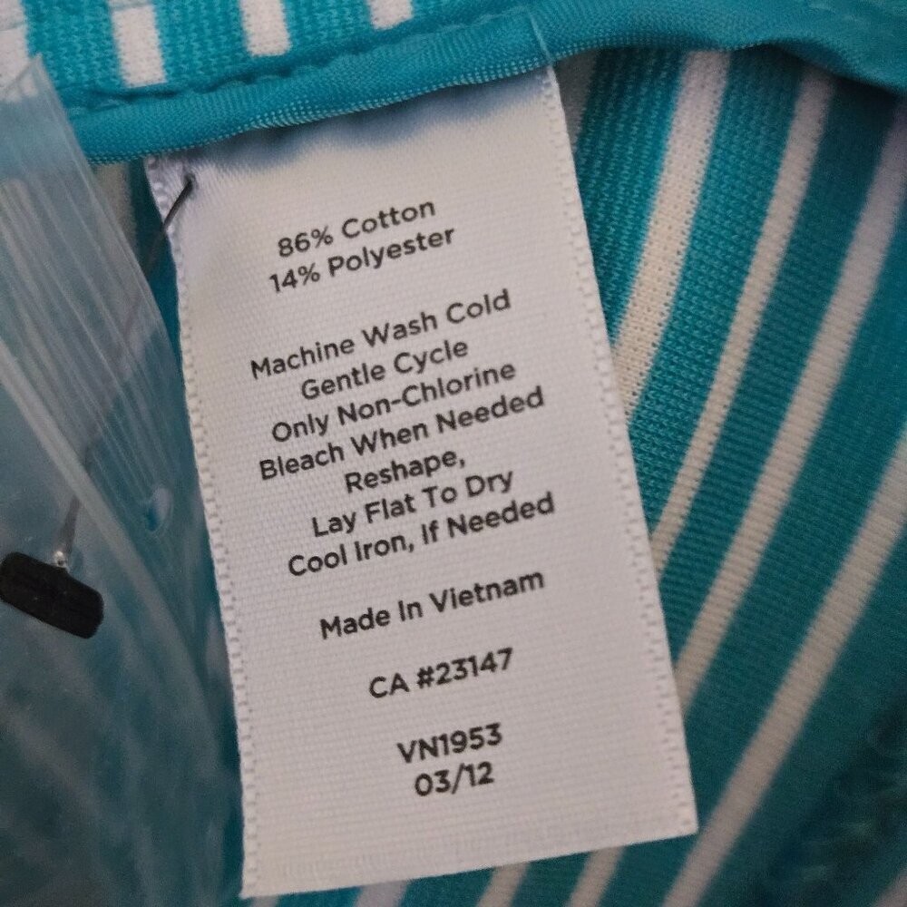Talbots NWOT Turquoise White Striped 2 Button Cotton Blend Blazer Size M - Picture 8 of 8